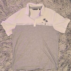 Travis Mathew White & Gray Polo with Palm Graphic